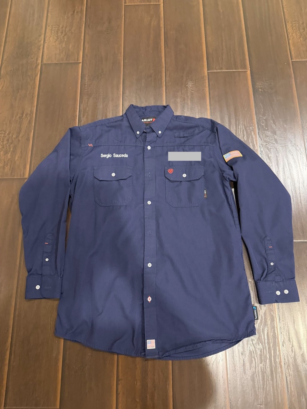 Ariat FR Featherlight Work Shirt Size Large in Navy